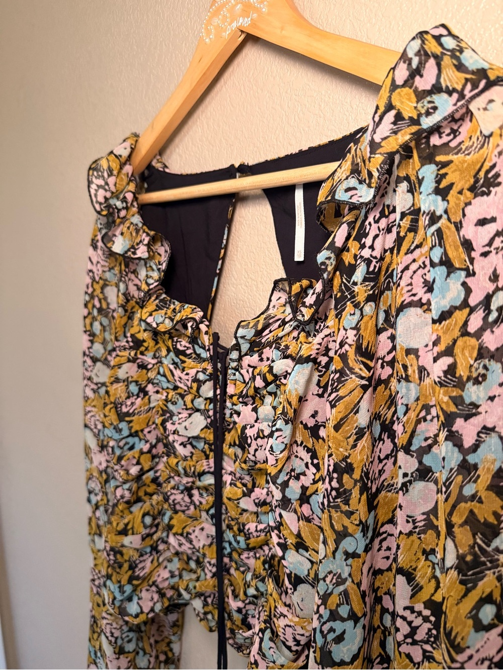 Free People Floral Ruffle Blouse